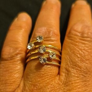 Elegant Gold and Silver Crystal Ring Set
